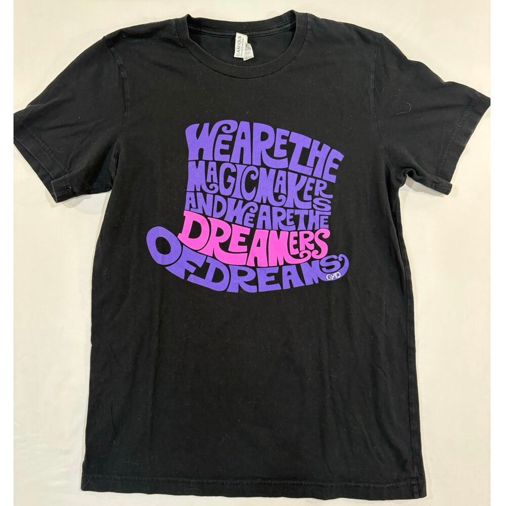 Willy Wonka & the Chocolate Factory Black & Purple Graphic Tee Shirt size M